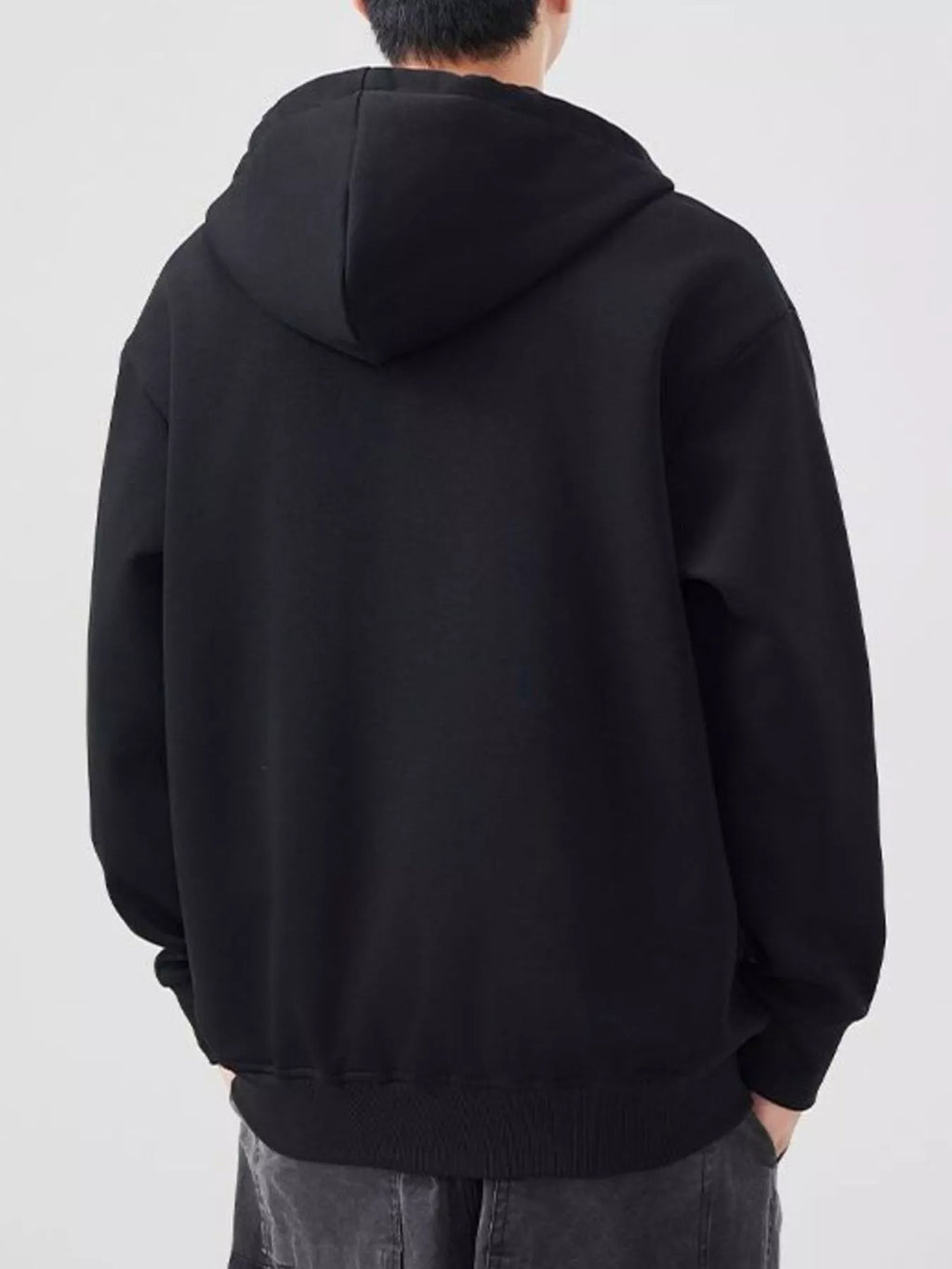 Men's Plus Size Solid Color Zip-Up Hoodie by Trendsi