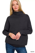Zenana Viscose Dolman Sleeve Mock Neck Sweater by Trendsi