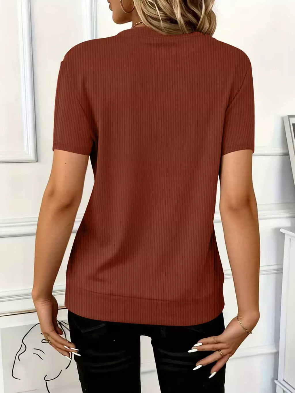Half Zip Short Sleeve Top by Trendsi
