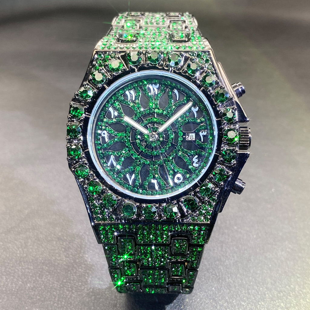 Hip Hop Niche Design Full Diamond Arabic Scale Men's Watch