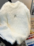 Men's Fluffy Round Neck Long Sleeve Sweater by Trendsi