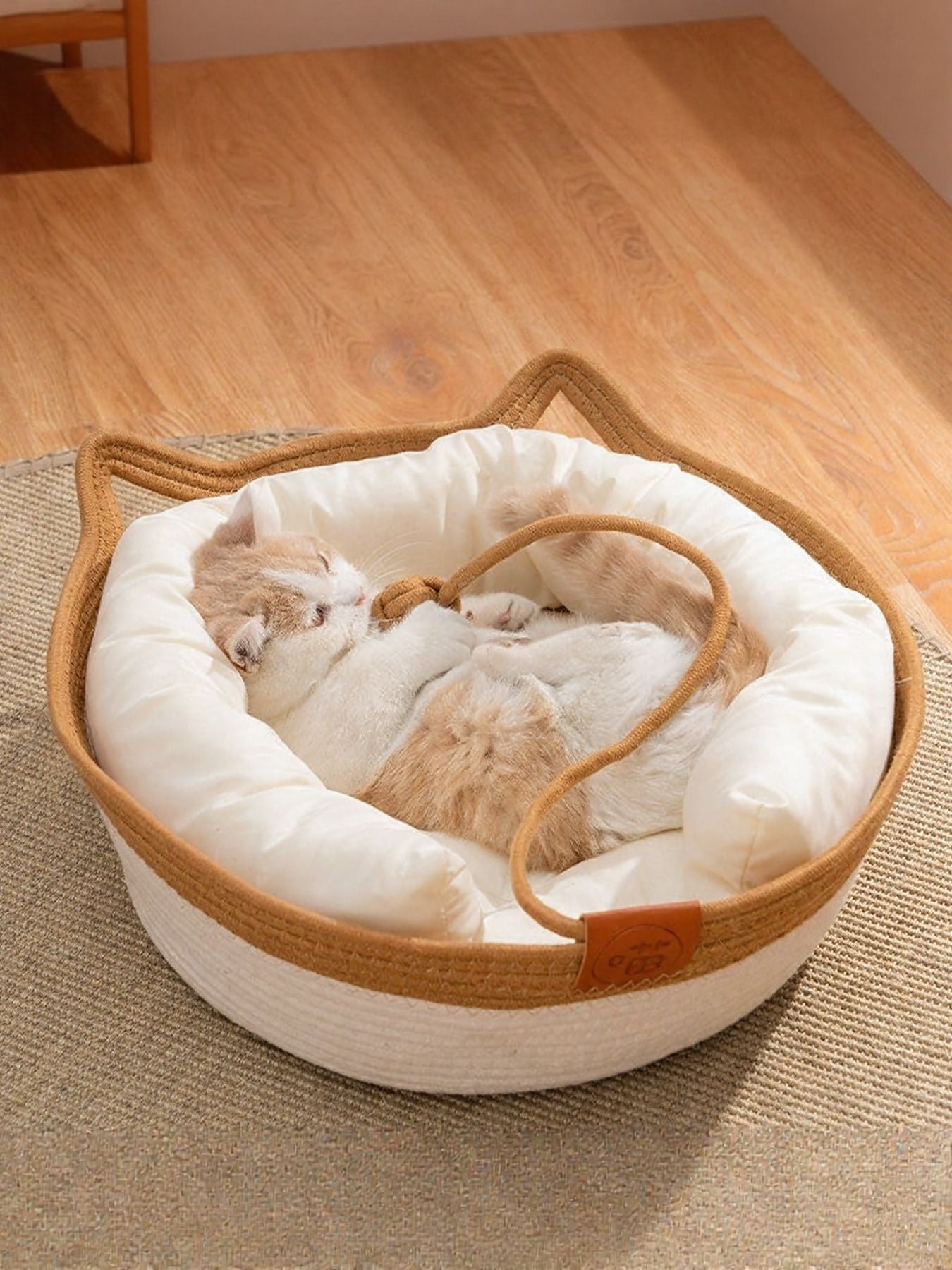 Cat Ear Woven Pet Nest by Trendsi