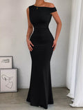 One-Shoulder Ruched Bodycon Maxi Dress by Trendsi