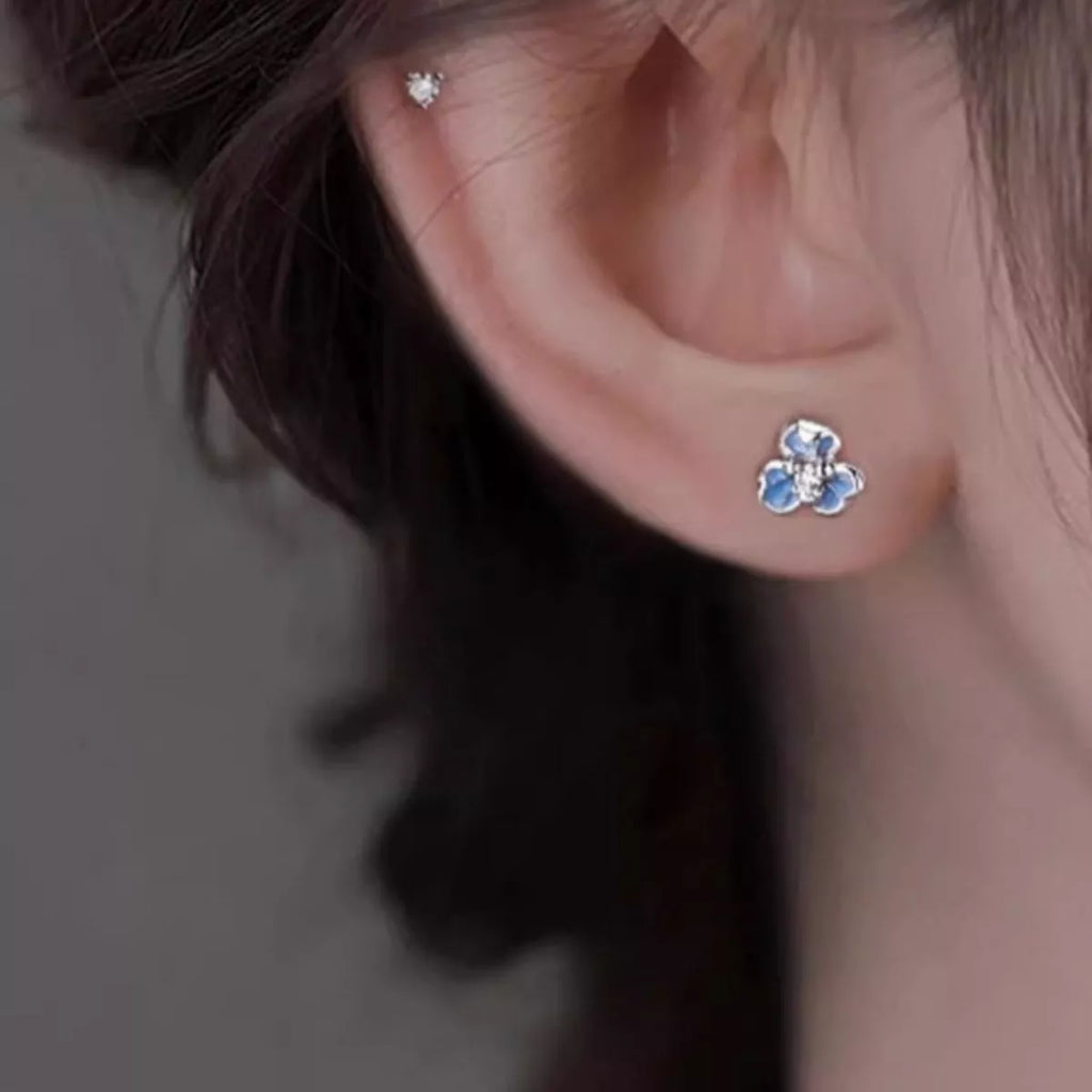 999 Sterling Silver Flower Stud Earrings by Trendsi
