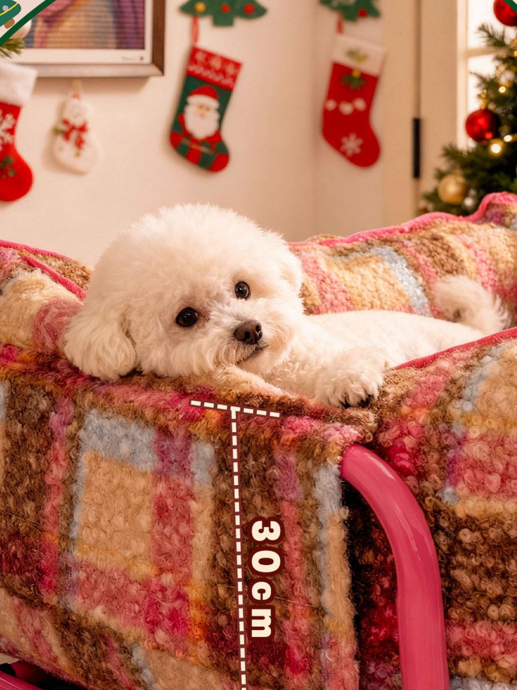 Plaid Pattern Plush Sofa Pet Bed by Trendsi