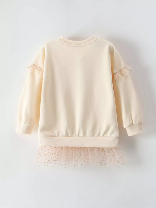Children's Cartoon Animal Mesh Trim Sweatshirt by Trendsi