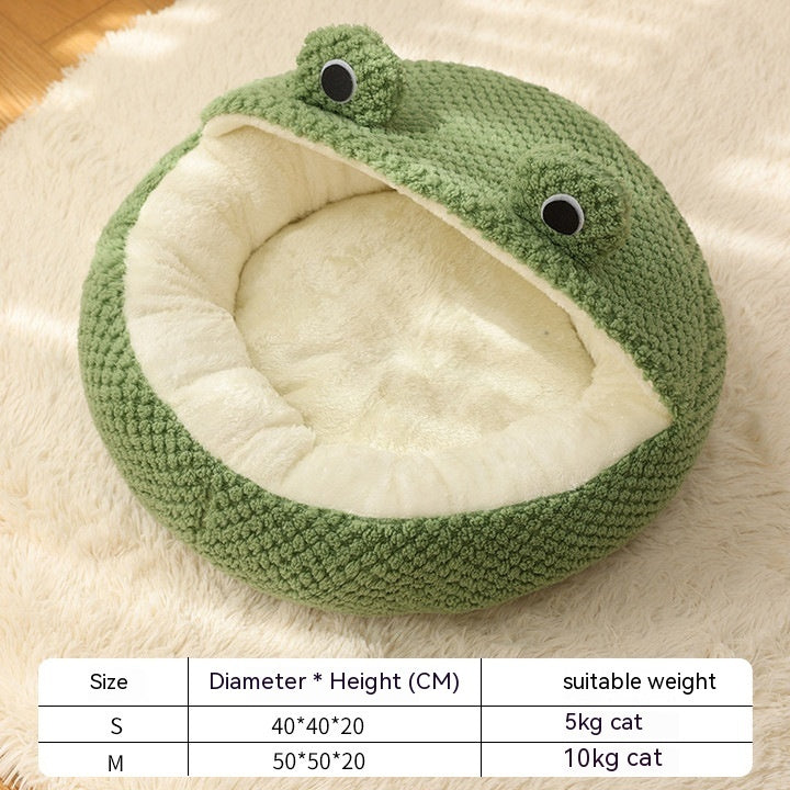 Pet Cat Dog Nest Little Frog Series Warm Plush Mat Autumn Winter Pet House Full Package Nest For Small Cats Dogs Within 5KG by DC-THE CEO