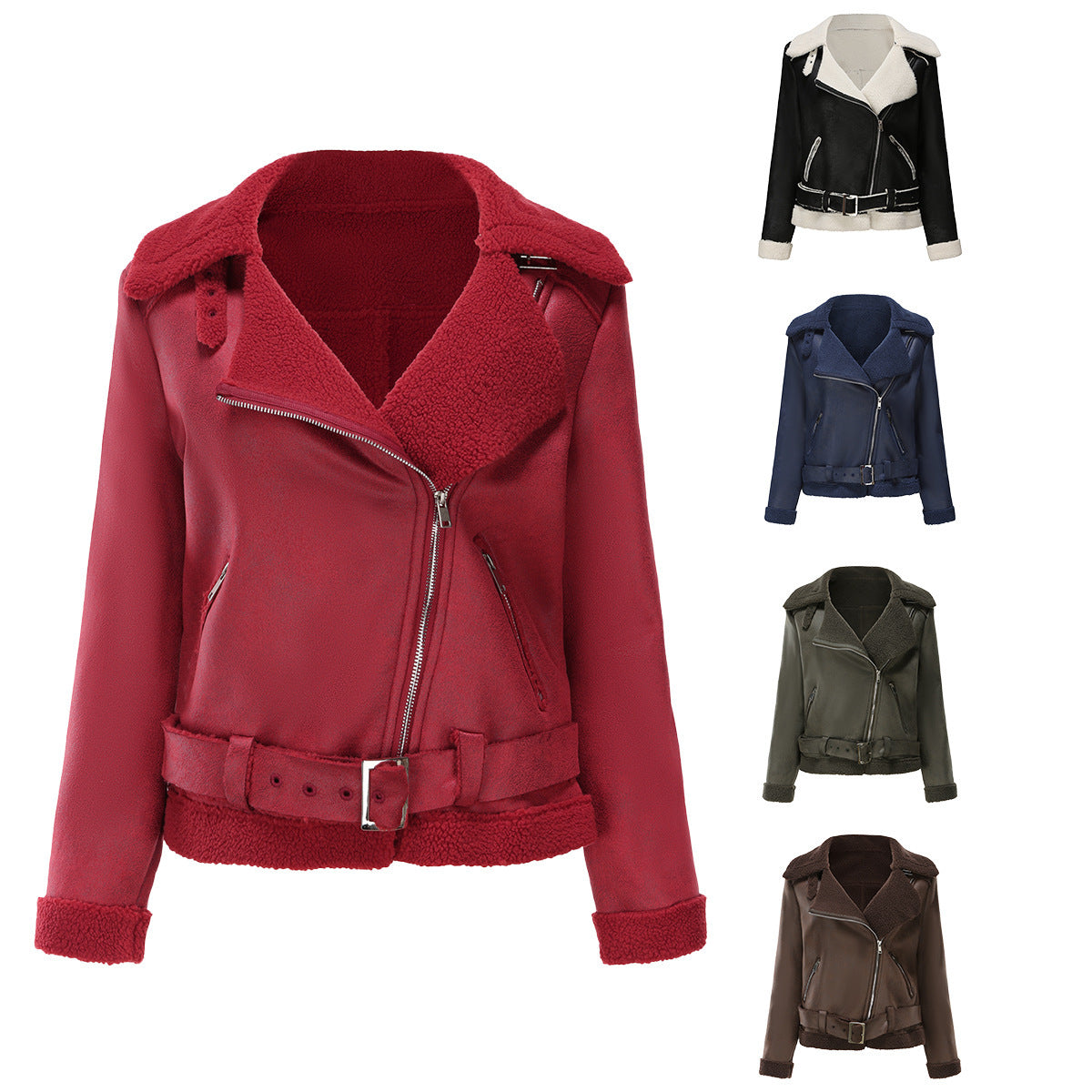 Women's Belt Turn-down Collar Coat