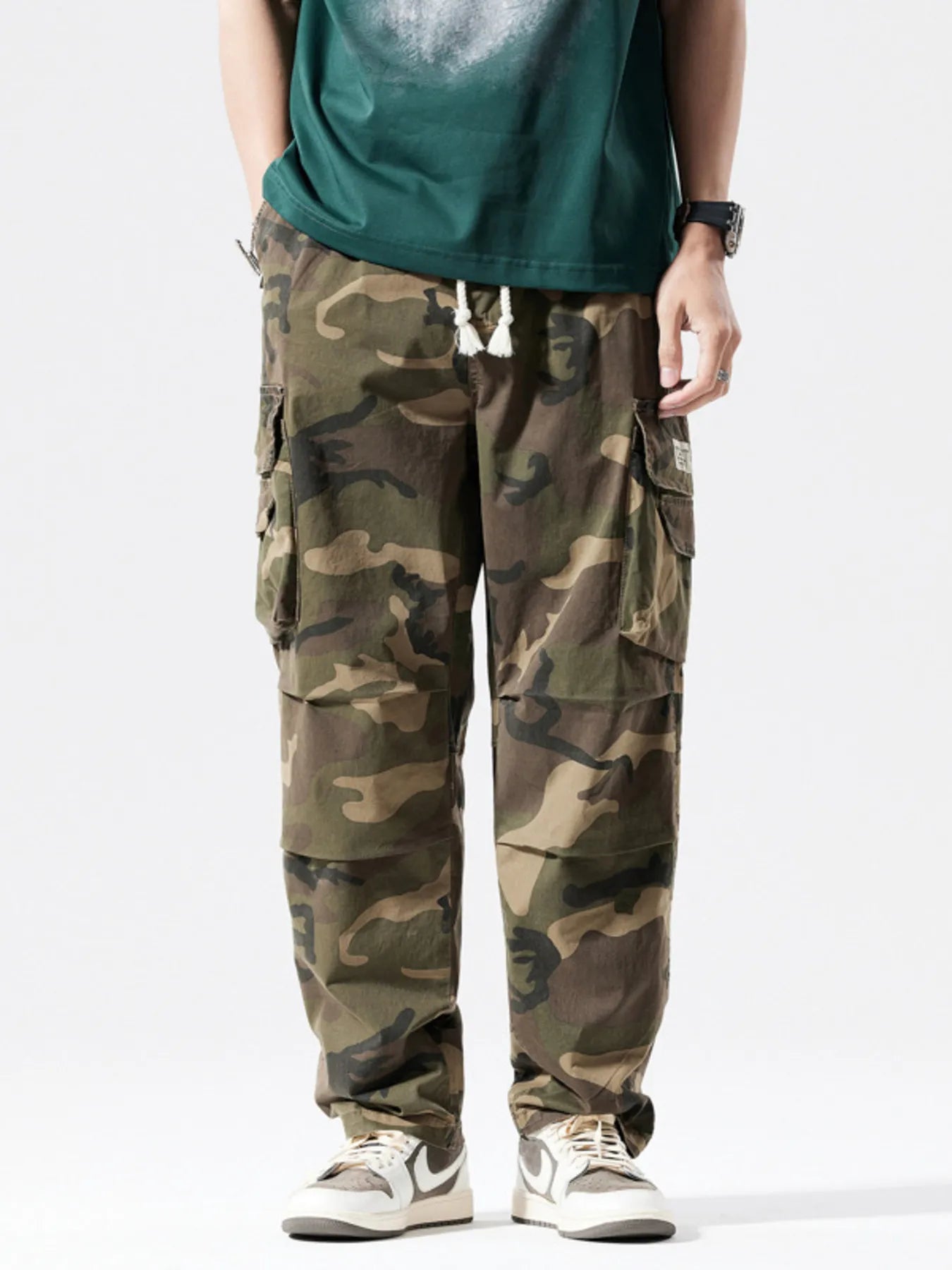 Men's Full Size Casual Camouflage Cargo Pants Plus Size by Trendsi
