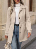 Button Up Long Sleeve Coat by Trendsi